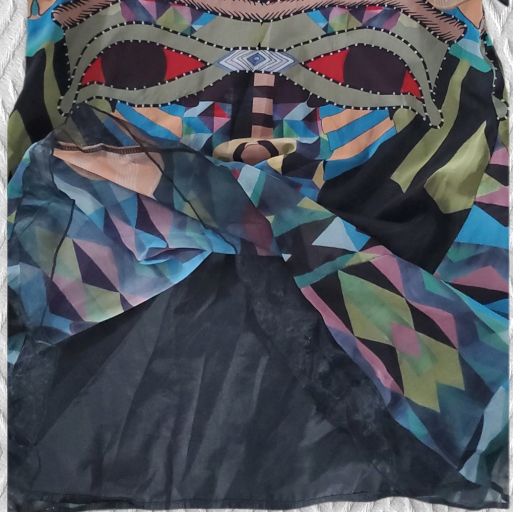 SOLD- ⭐HOST PICK- QIAN MO GE- VINTAGE BOHEMIAN PRINT CHIFFON DRESS-ORIENTAL P… - Picture 13 of 16